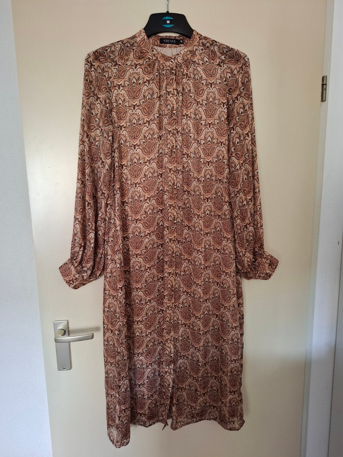 Ydence jurk met paisley print - Maat M, Maat 38/40 (M), Bruin, Zo goed als nieuw, Onder de knie