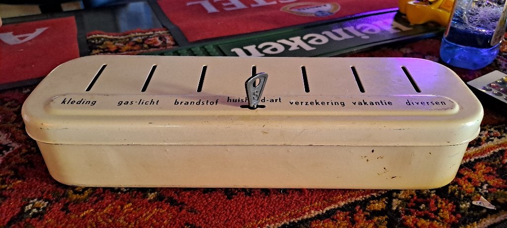 Brabantia spaarpot mét sleutel, Gebruikt, Ophalen of Verzenden, Overige thema's, Spaarpot