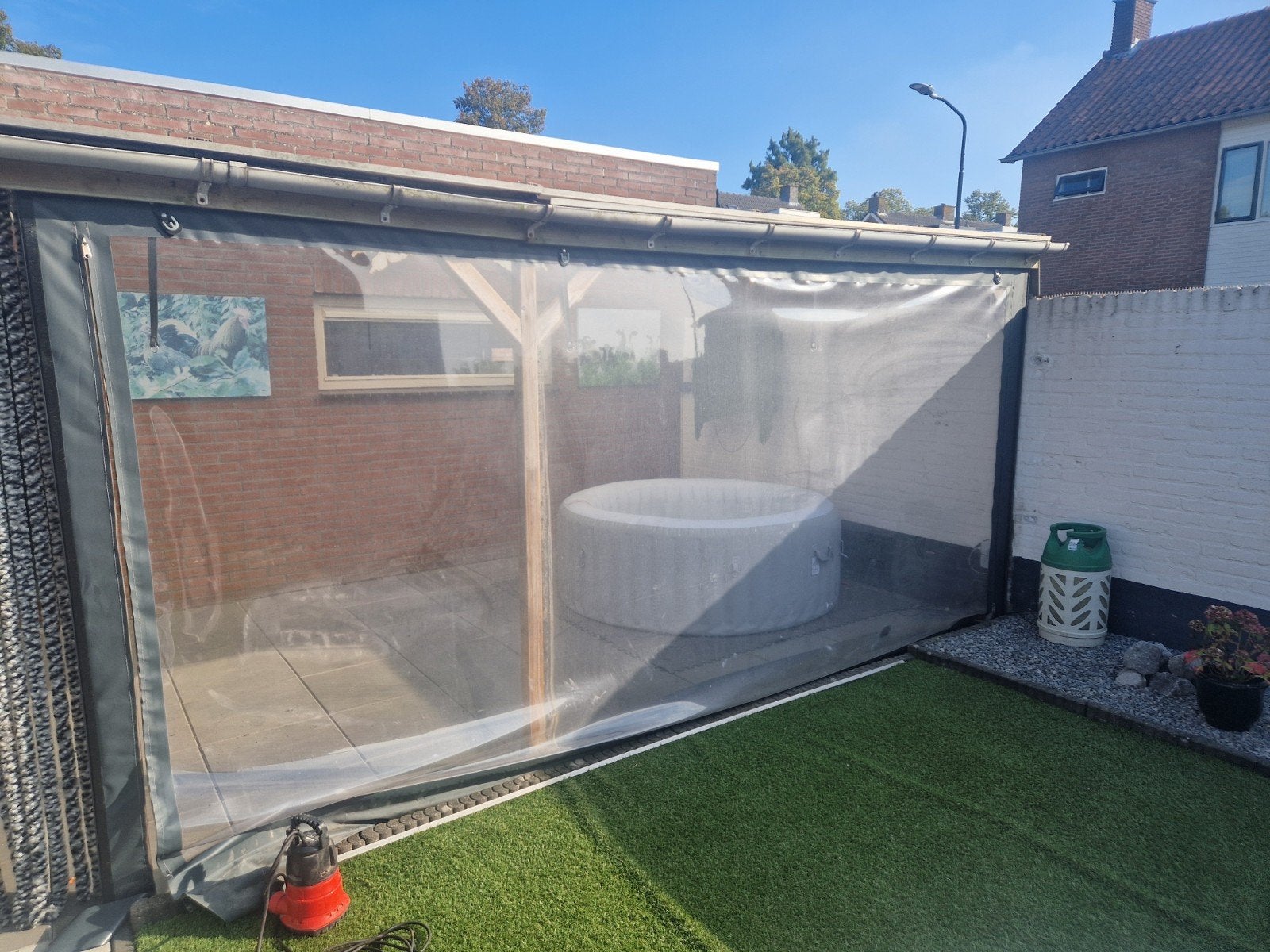 zeil en rails voor overkapping, Tuin en Terras, Ophalen