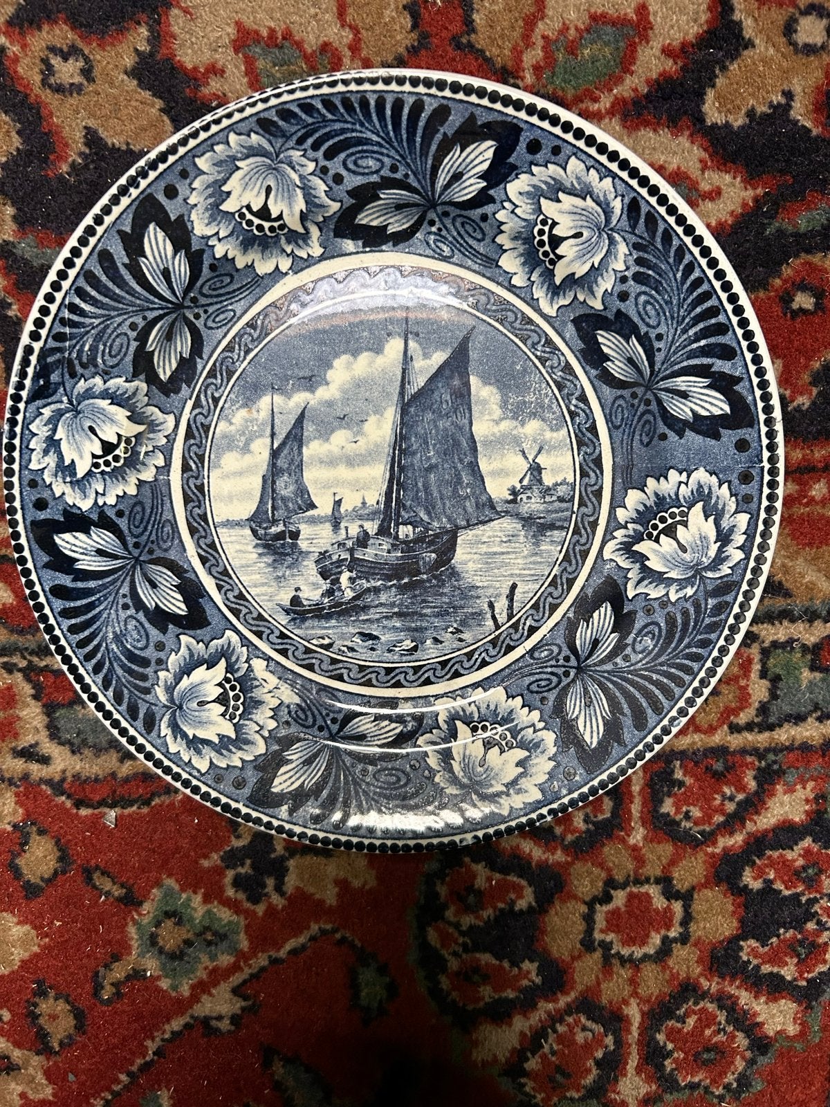 Antiek Delfts Blauw Wandbord Societe Ceramique Maastricht, Ophalen of Verzenden