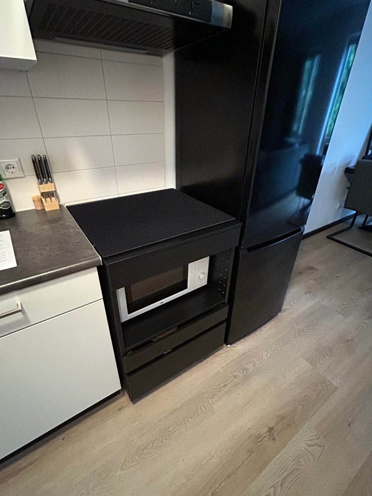 keukenblok compleet met inductie + Combi oven/magnetron -, Ophalen, Zwart, Nieuw, Enkelwandige keuken