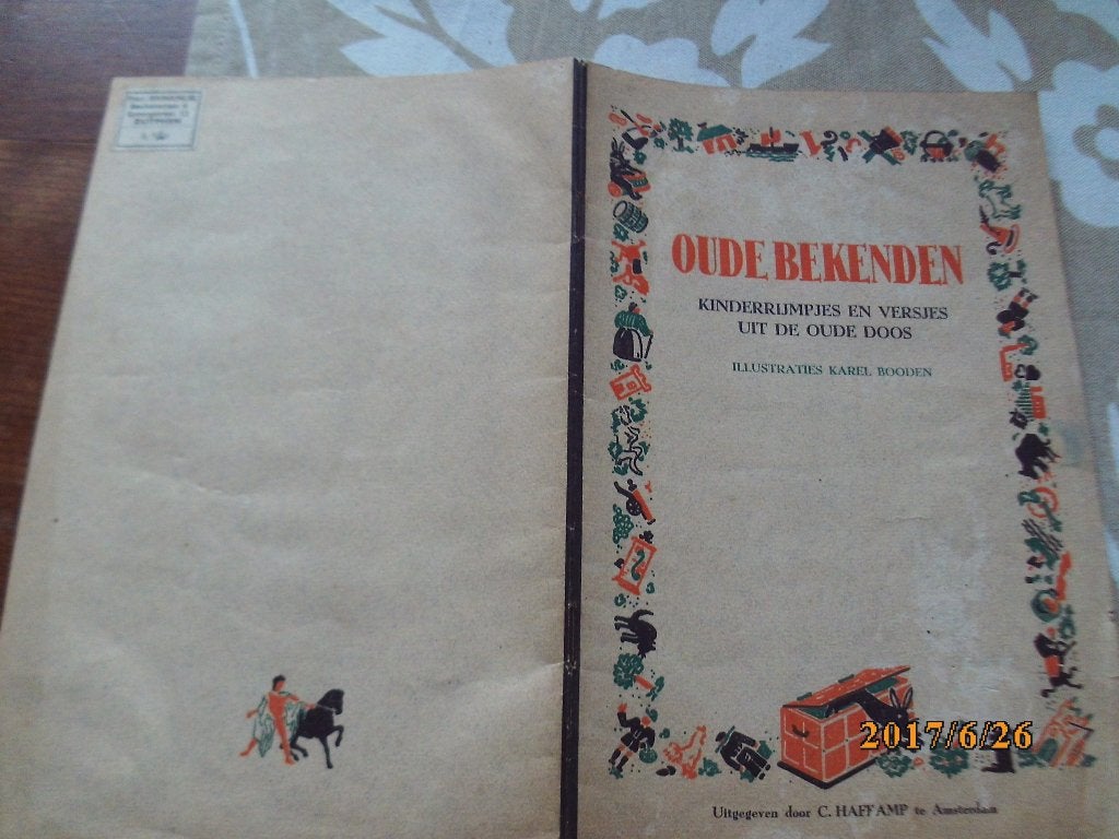 Oude Bekenden Kinderrijmpjes versjes oude Karel Booden 1945, Ophalen of Verzenden, Gelezen, Prentenboek