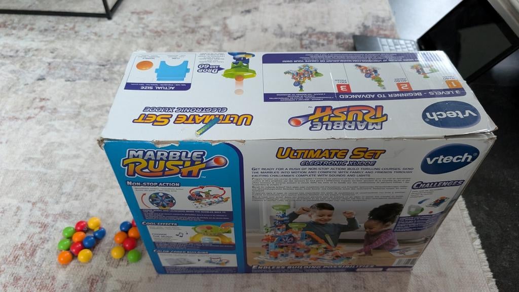 VTech Marble Rush Ultimate Set Knikkerbaan + extra knikkers, Kinderen en Baby's, Speelgoed | Vtech, Ophalen of Verzenden, Zo goed als nieuw