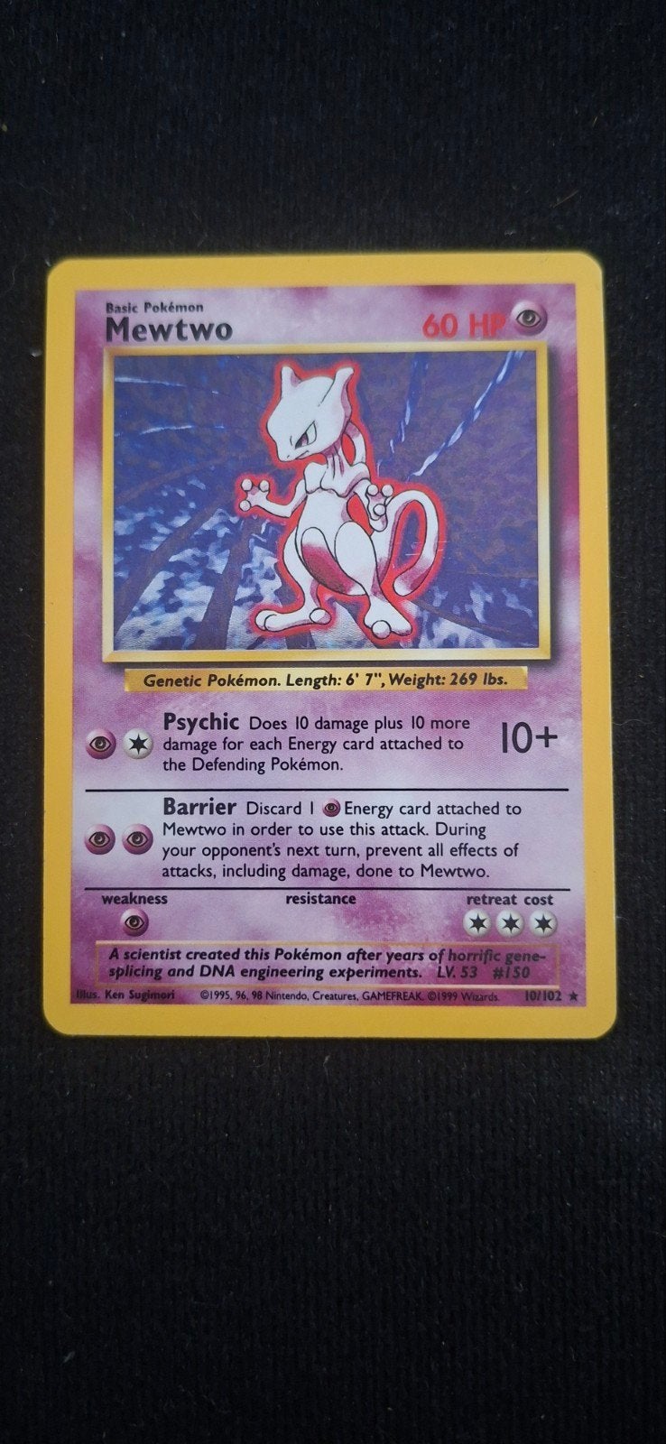 Mewtwo Holo Rare 10/102 Base Set Pokémon Kaart, Hobby en Vrije tijd, Verzamelkaartspellen | Pokémon, Ophalen of Verzenden