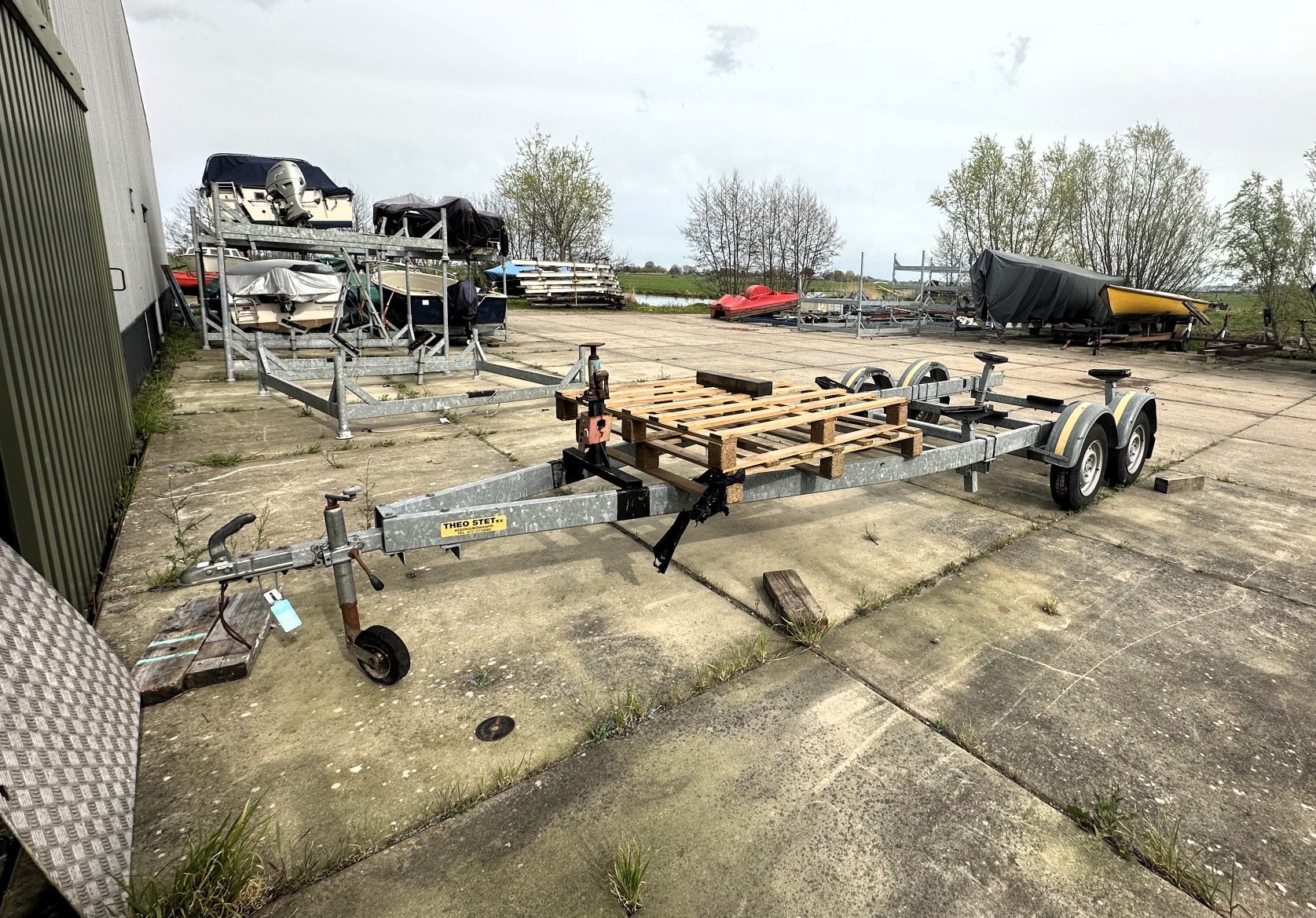Theo Stet dubbelasser boottrailer | voor boten tot ca 8m, Ophalen, Gebruikt, 1500 tot 3000 kg, Sloepentrailer