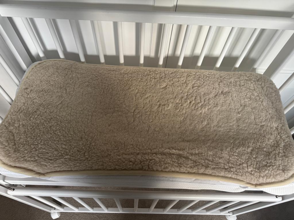 Merinowol onderlegger wieg 90x40, Jongetje of Meisje, Beige, Overige typen, Ophalen of Verzenden