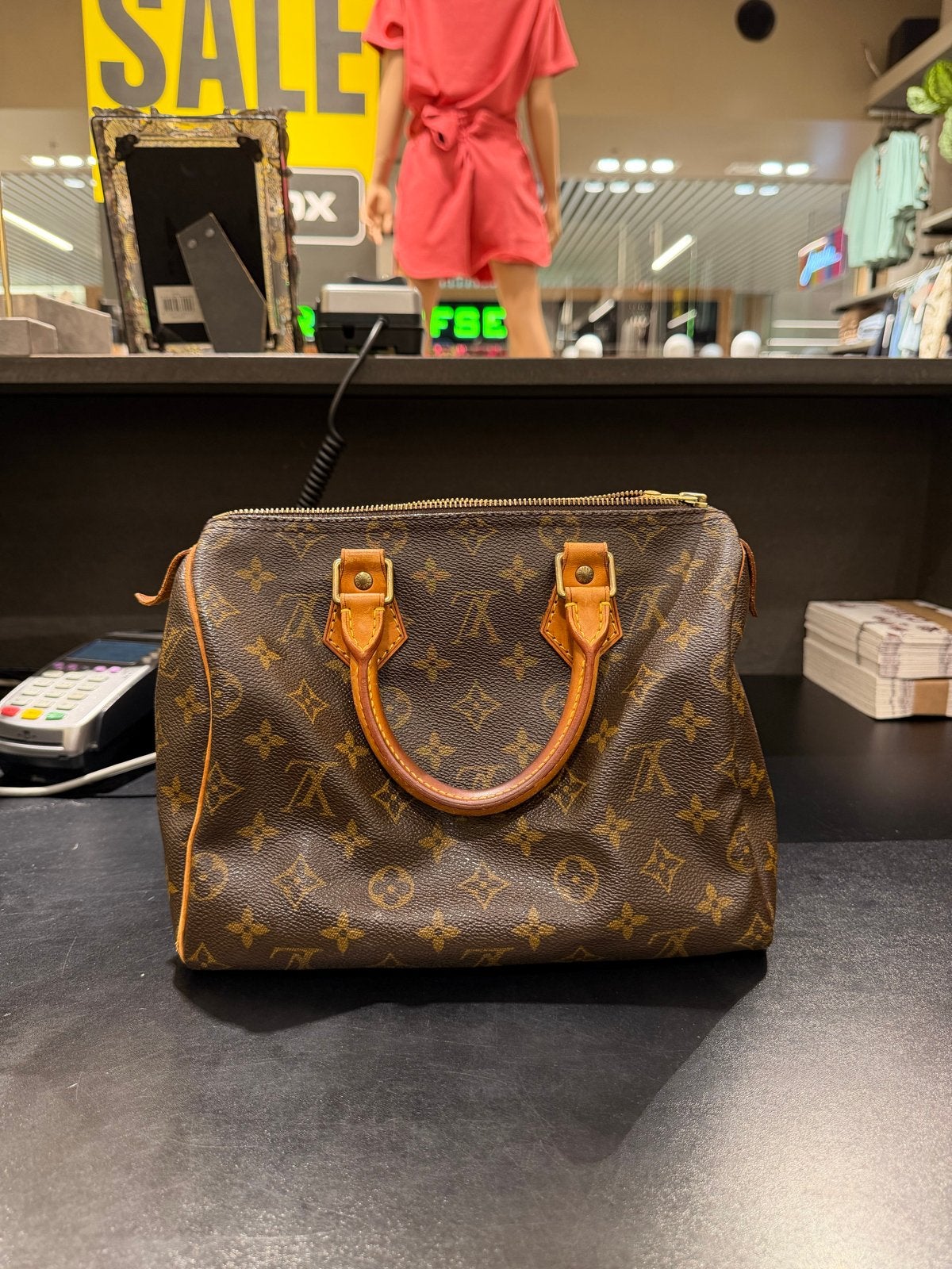 Louis Vuitton Speedy 25 Monogram Handtas, Ophalen, Gebruikt, Bruin, Handtas