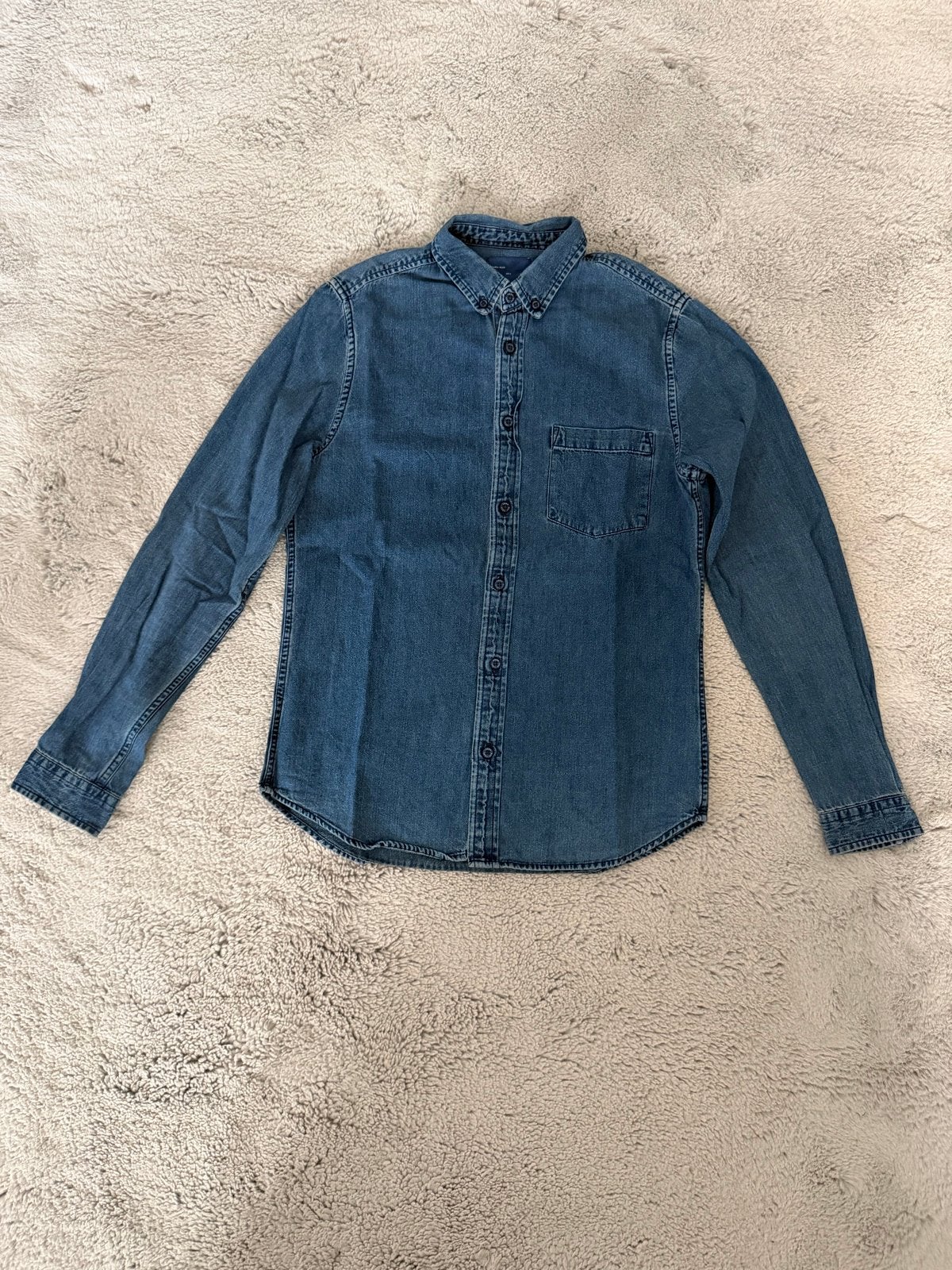 Zara Essential Denim Overhemd Maat S, Kleding | Heren, Overhemden, Ophalen of Verzenden, Gedragen, Blauw, Halswijdte 38 (S) of kleiner