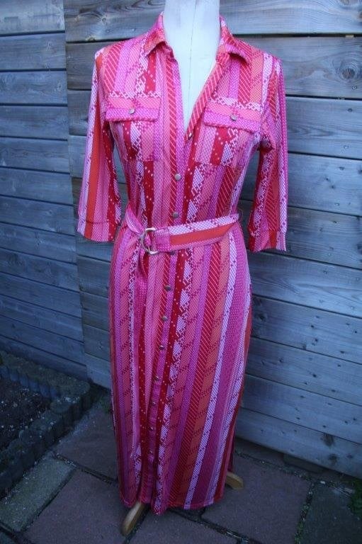 Doorknoopjurk rood/ roze K-Design mt XS Vaste prijs, K-design, Ophalen of Verzenden, Zo goed als nieuw, Maat 34 (XS) of kleiner