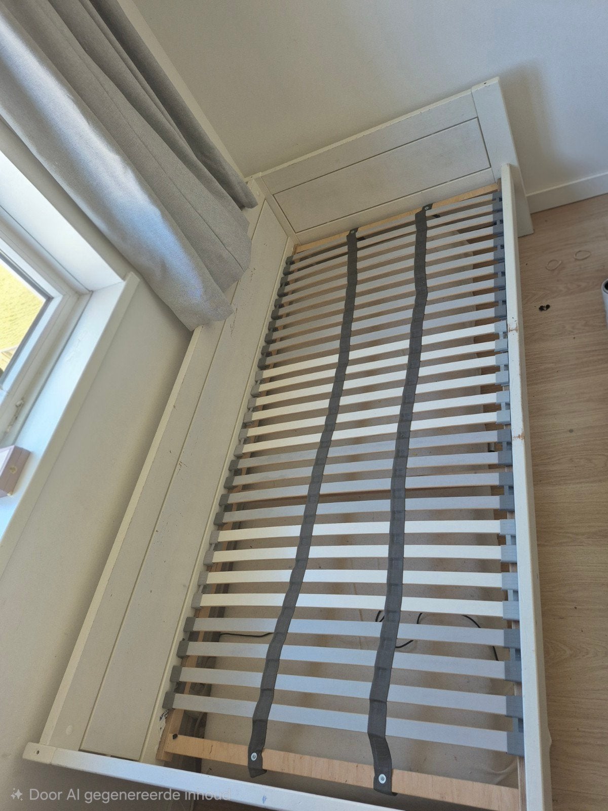 Lifetime bed 90x200 met lattenbodem, valscherm, hemelopbouw, Ophalen, Gebruikt, Lattenbodem