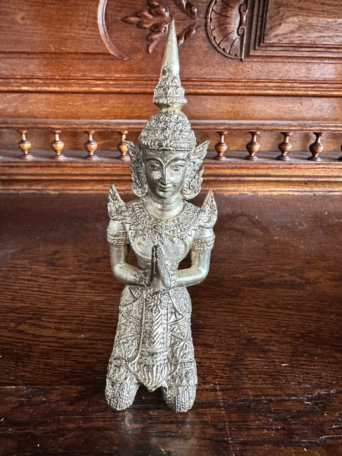 Vintage Thaise Boeddha Beeldje - Zilverkleurig, Antiek en Kunst, Kunst | Niet-Westerse kunst, Ophalen of Verzenden