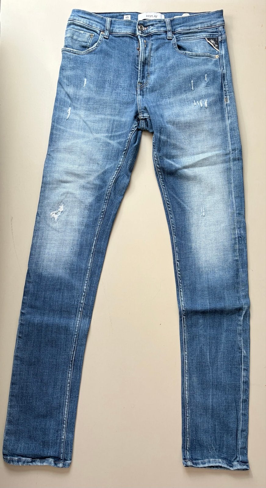 Replay Mickym Slim Tapered Jeans W32 L36, Kleding | Heren, Ophalen of Verzenden, Gedragen, Blauw, W32 (confectie 46) of kleiner