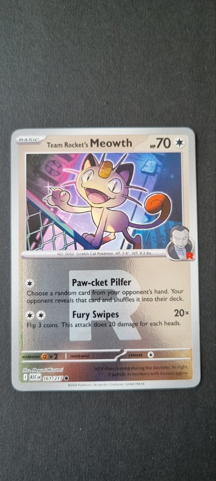 Team Rocket's Meowth pokeball XASC 161/217, Ophalen of Verzenden, Zo goed als nieuw, Losse kaart
