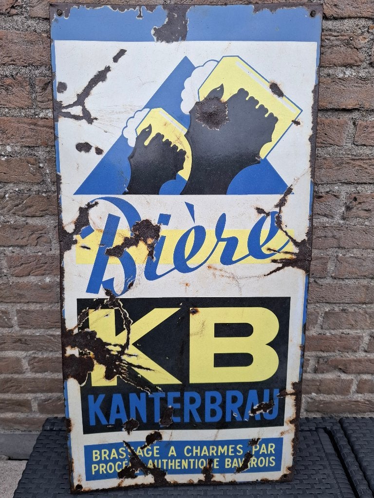 Emaillebord Kanterbrau bier / Bière KB, Verzamelen, Ophalen of Verzenden, Nieuw, Reclamebord, Plaat of Schild, Overige merken