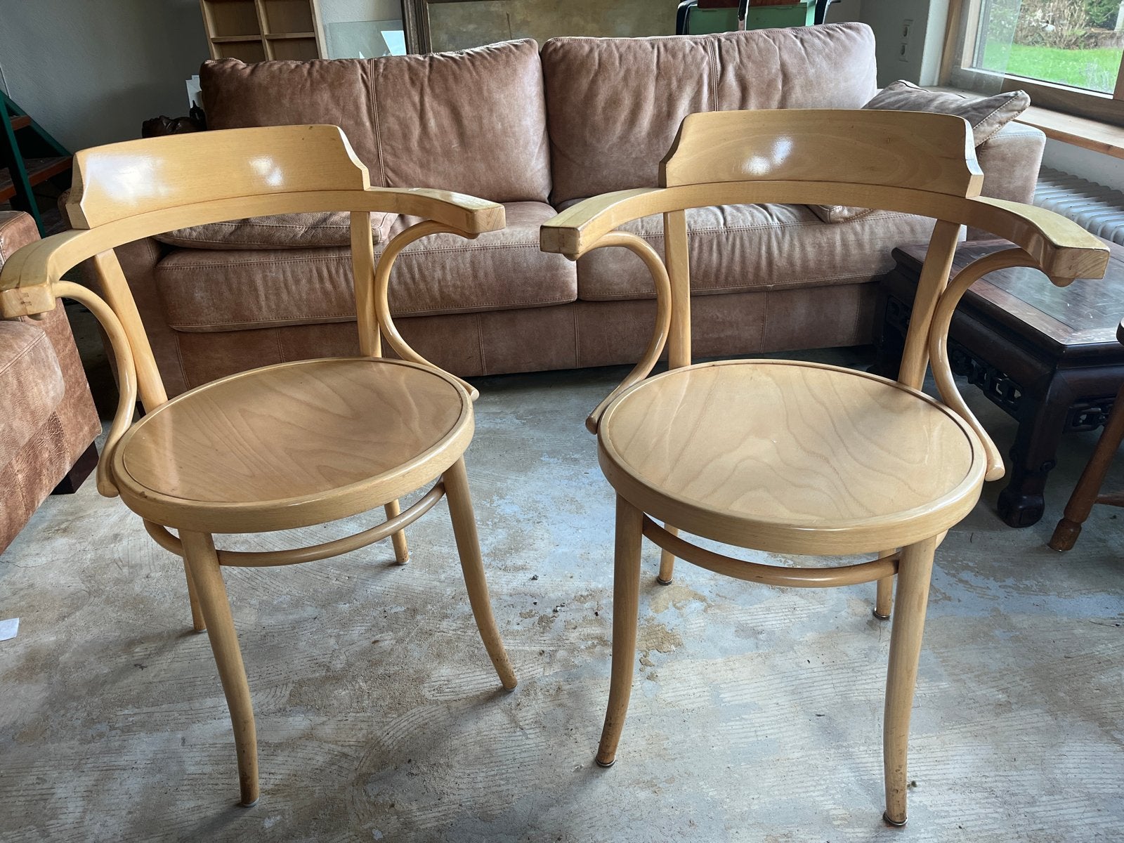 Set van 2: Vintage Thonet stoelen met armleuningen, Antiek en Kunst, Ophalen