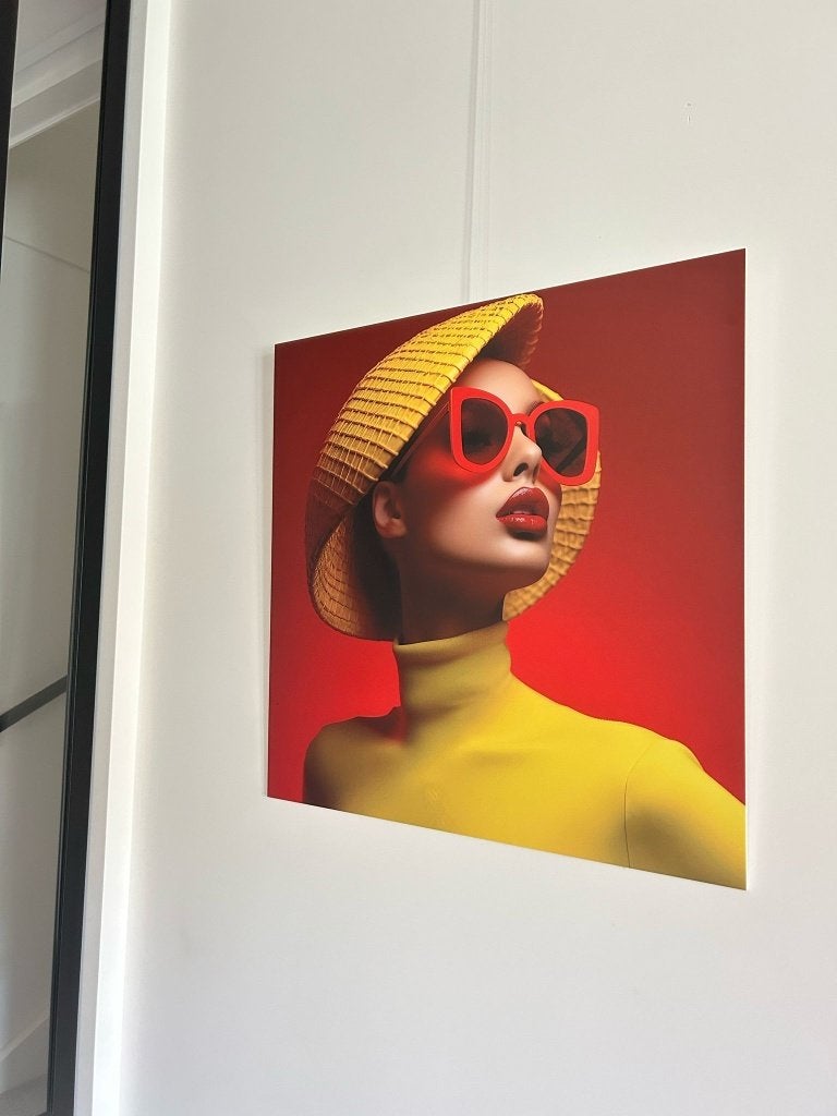 Expositie stuk op Forex vrouw portret 60 x 60 cm, Ophalen of Verzenden, Kunststof, Print, Portret