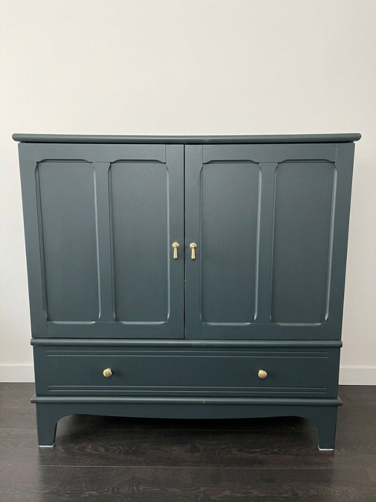LOMMARP kast donker blauwgroen – zeer goede staat | €199, Ophalen, Klassiek, modern, 1 of 2 laden, 100 tot 150 cm