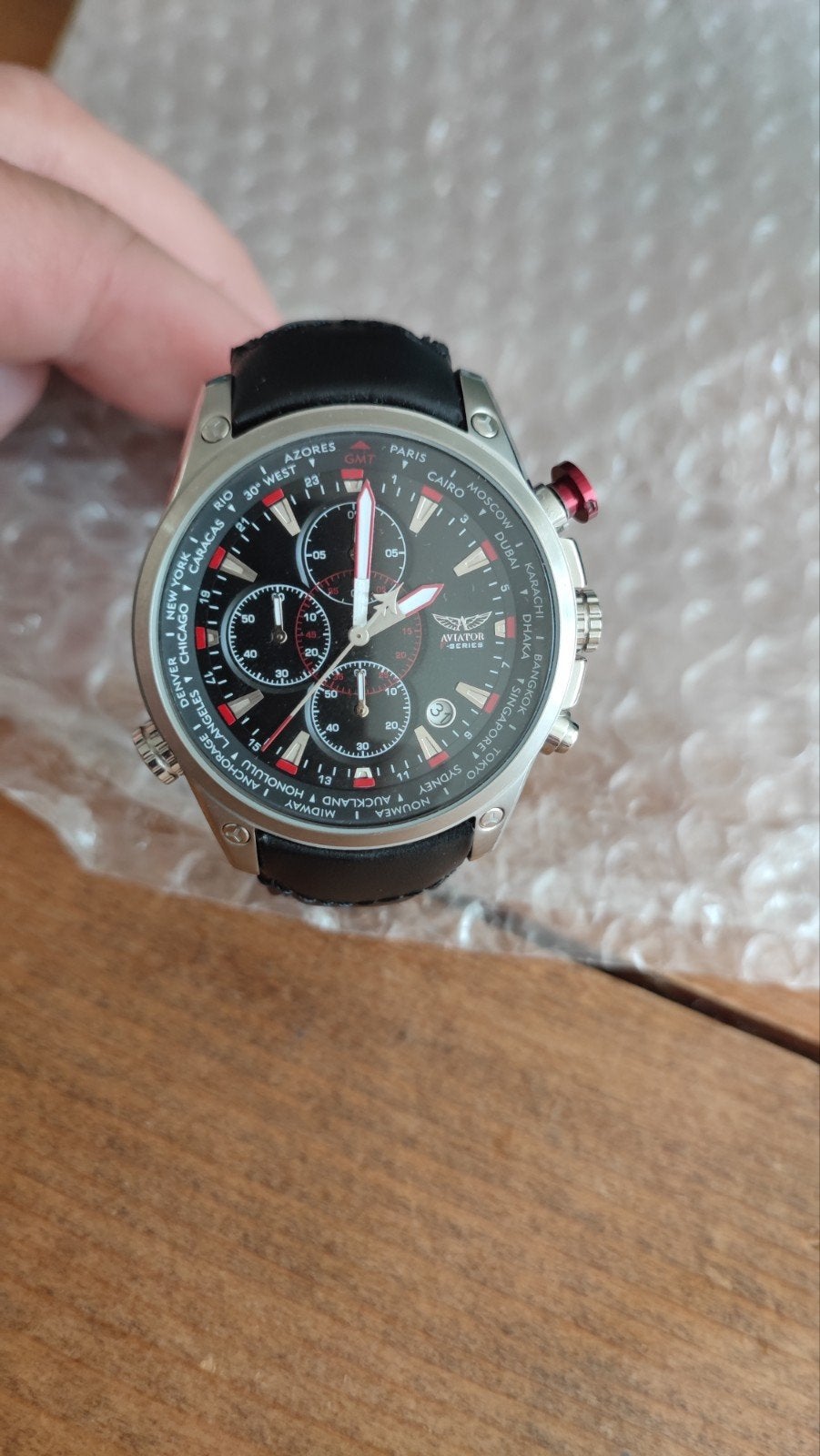 Aviator F - series heren horloge Nieuw, Leer, Staal, Polshorloge, Nieuw