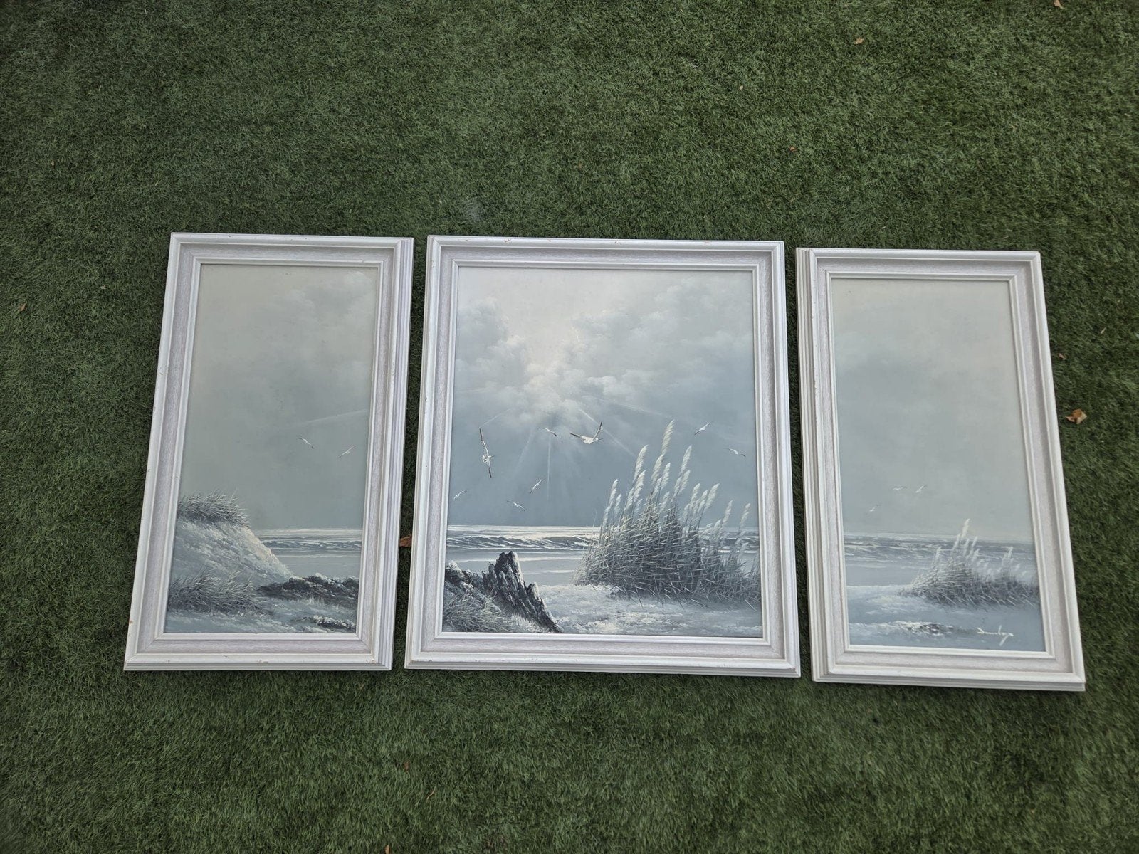 Drieluik: Landschap met vogels en water, Antiek en Kunst, Ophalen, Realistisch, Landschap, Print