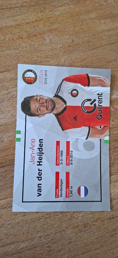Spelerskaart; Jan Arie van der Heijden # Feyenoord / Ajax, Ophalen of Verzenden, Nieuw, Feyenoord, Spelerskaart