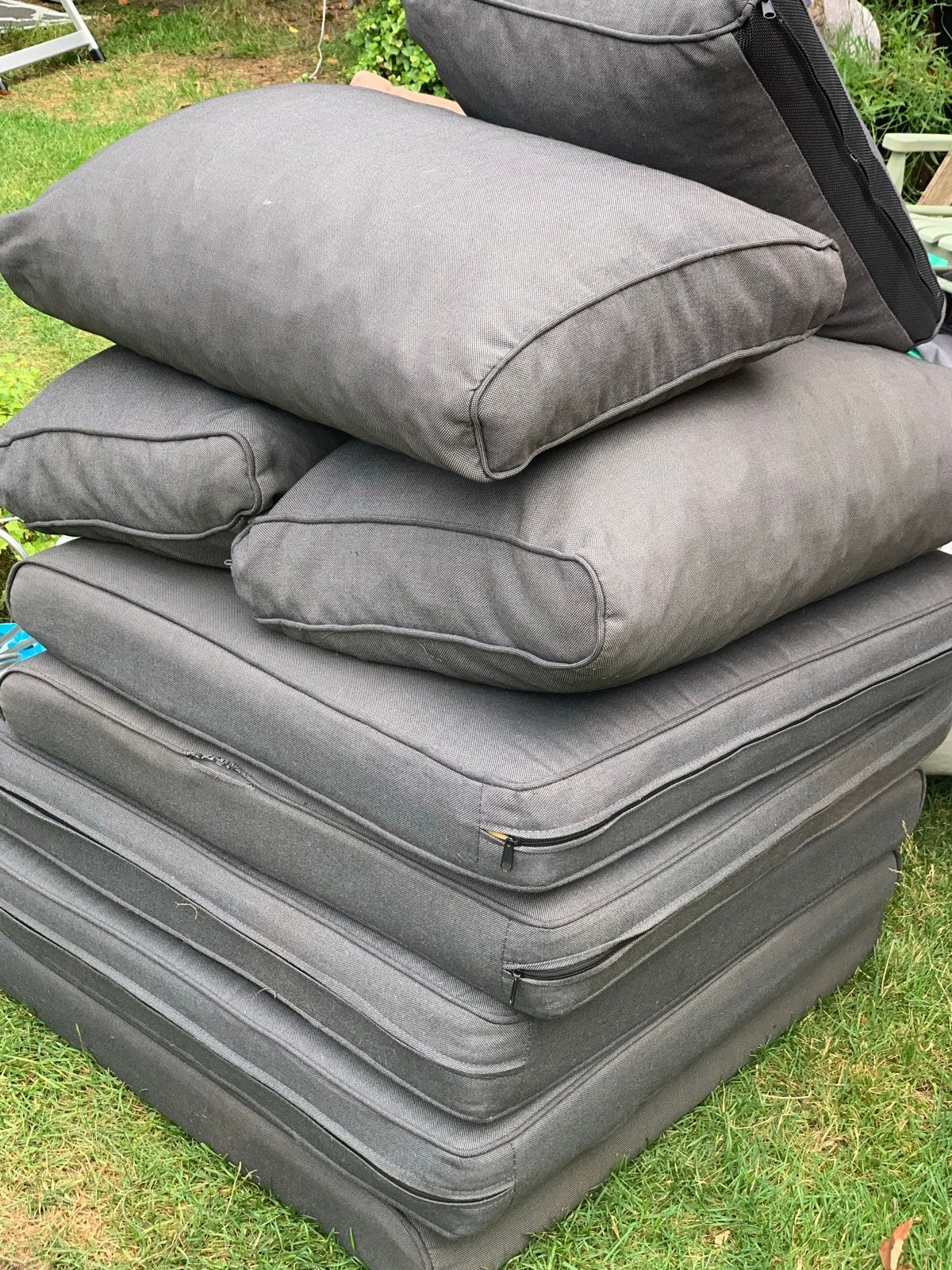 Set van 6 donkergrijze tuinkussens, Overige merken, Gebruikt, Ophalen of Verzenden, Tuinkussen