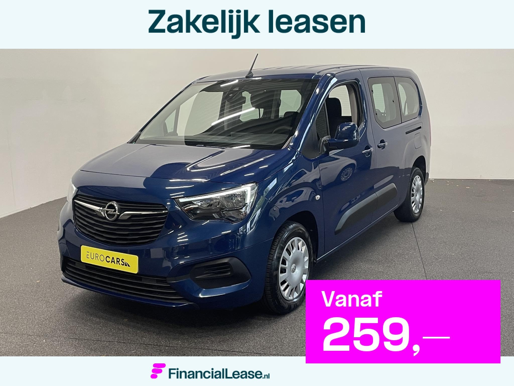 Opel Combo 1.2 Turbo L2H1 110 pk 7persoons Life Airco Cruise, Voorwielaandrijving, Stof, Gebruikt, Blauw