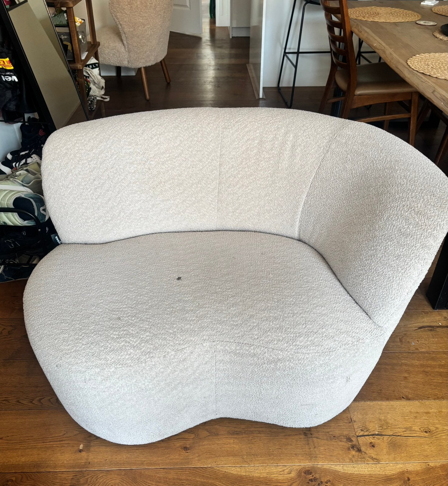 Cream Boucle Accent Chair, Huis en Inrichting, Banken | Sofa's en Chaises Longues, Ophalen of Verzenden, Zo goed als nieuw, 75 tot 100 cm