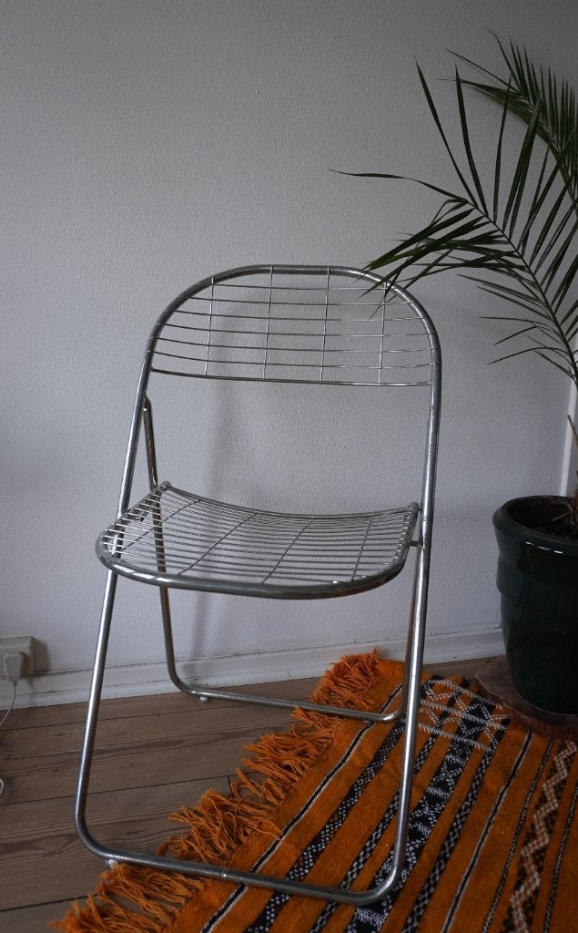 IKEA klapstoel draadstoel RVS Niels Gammelgaard 80's, Ophalen, Gebruikt, Zwart, Eén