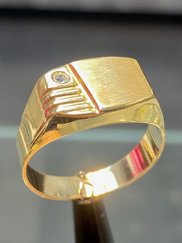 14k Gouden Zegelring met Steen, 20 of groter, Nieuw, Ophalen of Verzenden, Dame of Heer
