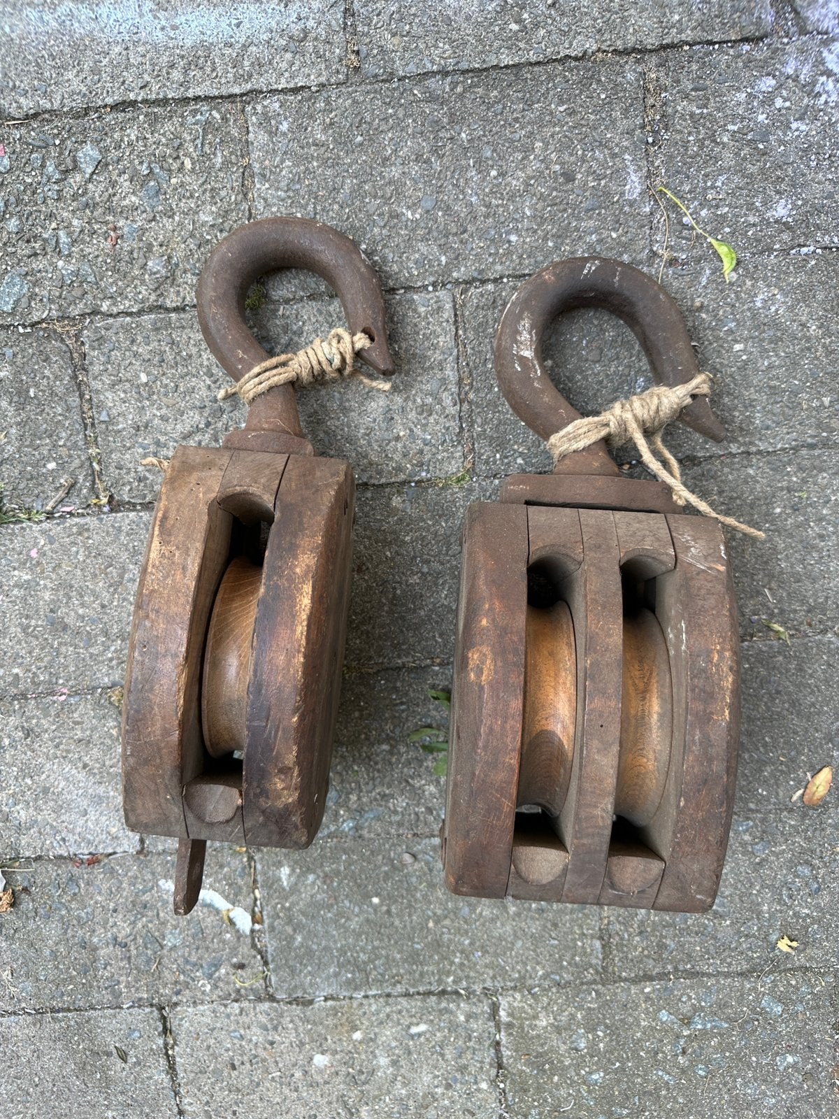 Vintage antiek scheepsblok katrol lier, Ophalen of Verzenden, Gebruikt, Handmatig