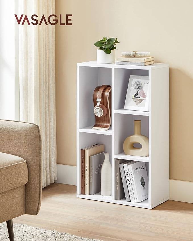 Boekenplank, Staand, met 5 Vakken, 50 x 24 x 80 cm-Wit, Huis en Inrichting, Woonaccessoires | Wandplanken en Boekenplanken, Ophalen of Verzenden
