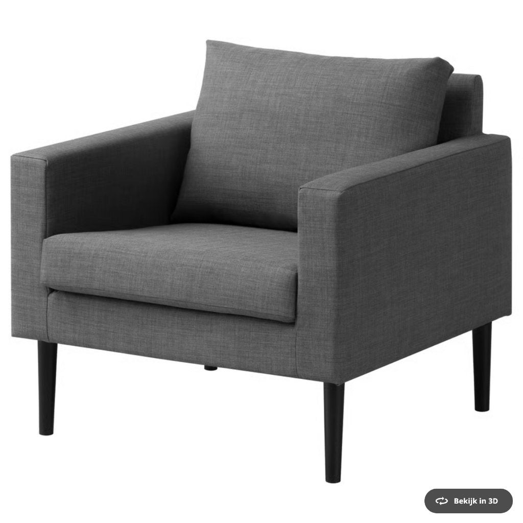 Moderne grijze IKEA FRIHETEN fauteuil, Huis en Inrichting, Fauteuils, Ophalen, Stof, 75 tot 100 cm, Zo goed als nieuw