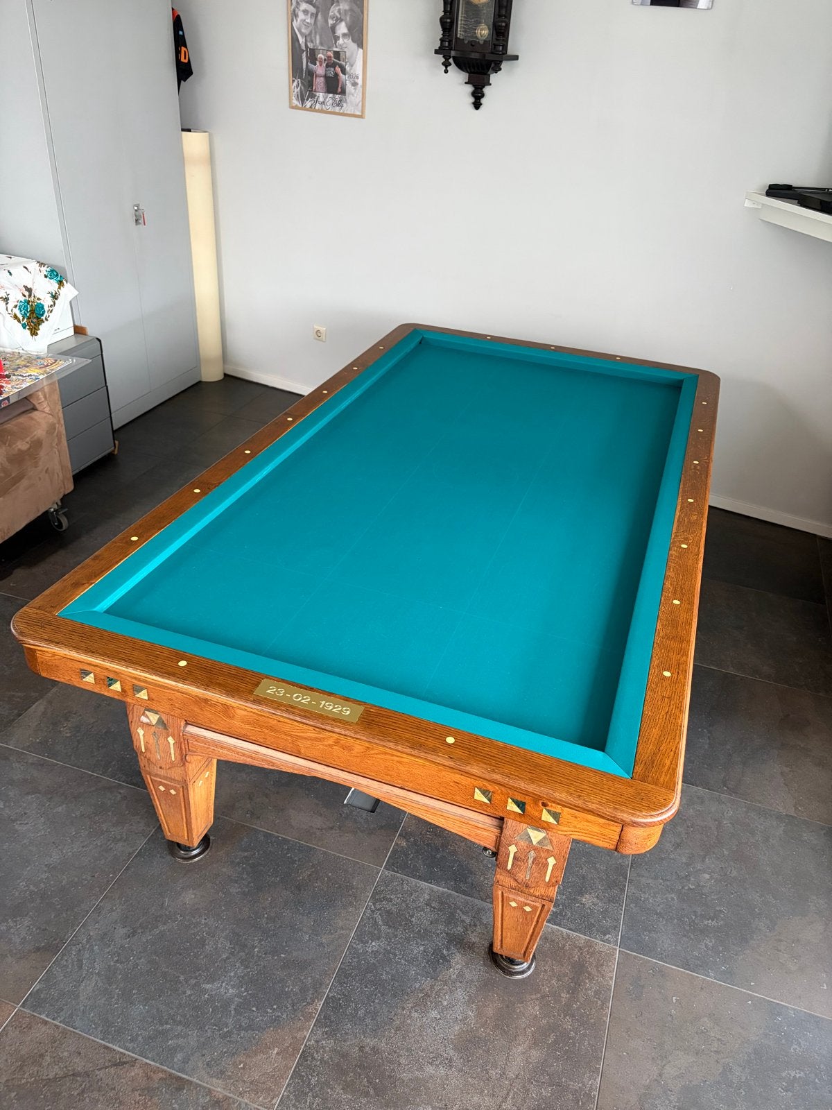 Antieke Biljarttafel - Uniek Stuk uit 1929, Antiek en Kunst, Ophalen