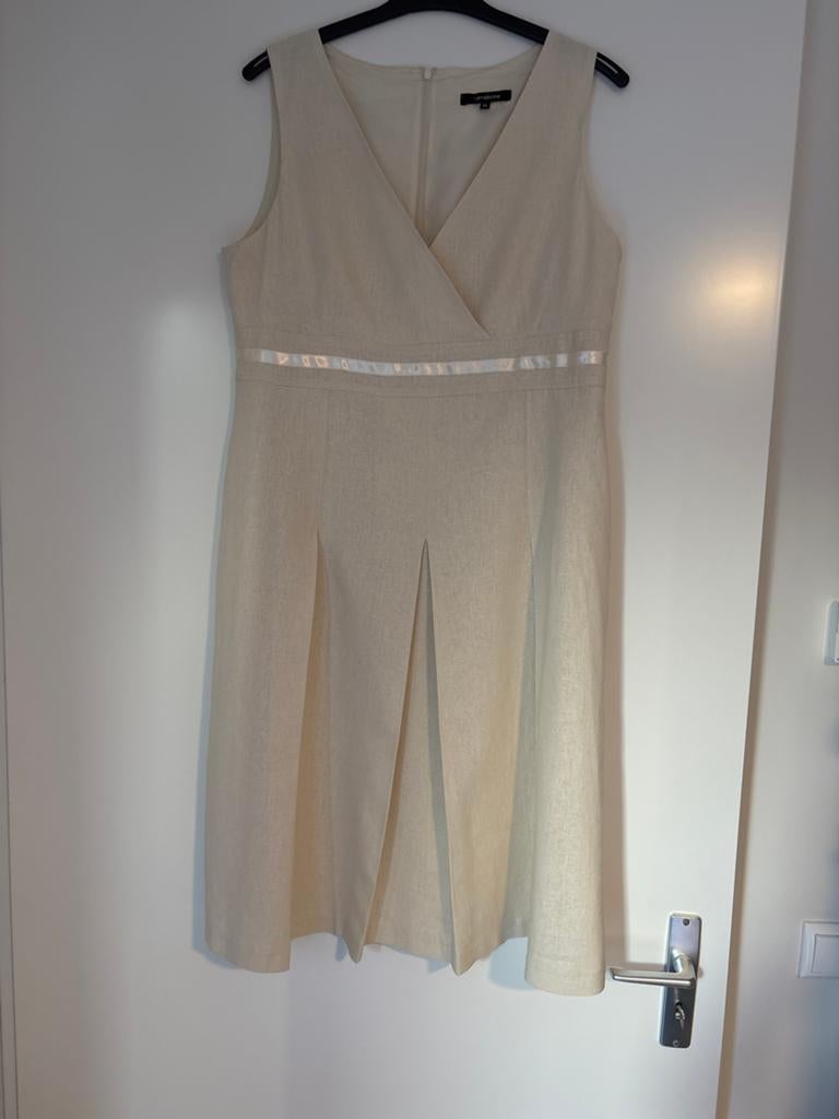 Fabiani Linnen Zomerjurk Dames Maat 44, Ophalen of Verzenden, Gedragen, Maat 42/44 (L), Beige
