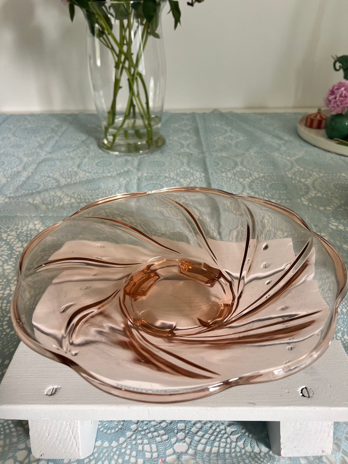 Art deco schaal rose glas Walter & Sohne, Ophalen of Verzenden