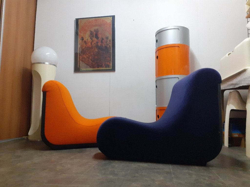 Space age design lounge zitelement jaren 60 70 oranje retro, Ophalen, Minder dan 50 cm, Gebruikt, Kunststof