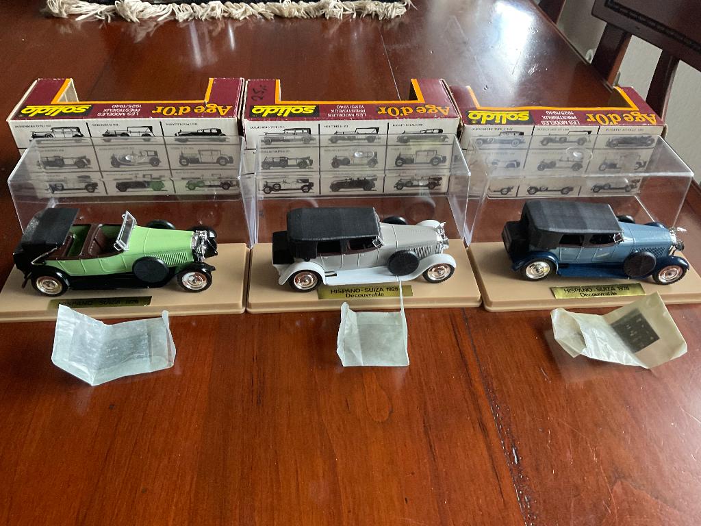 Solido Age D’Or 3x.Hispano Suiza mint in vitrinebox met doos, Hobby en Vrije tijd, Modelauto's | 1:43, Verzenden, Zo goed als nieuw
