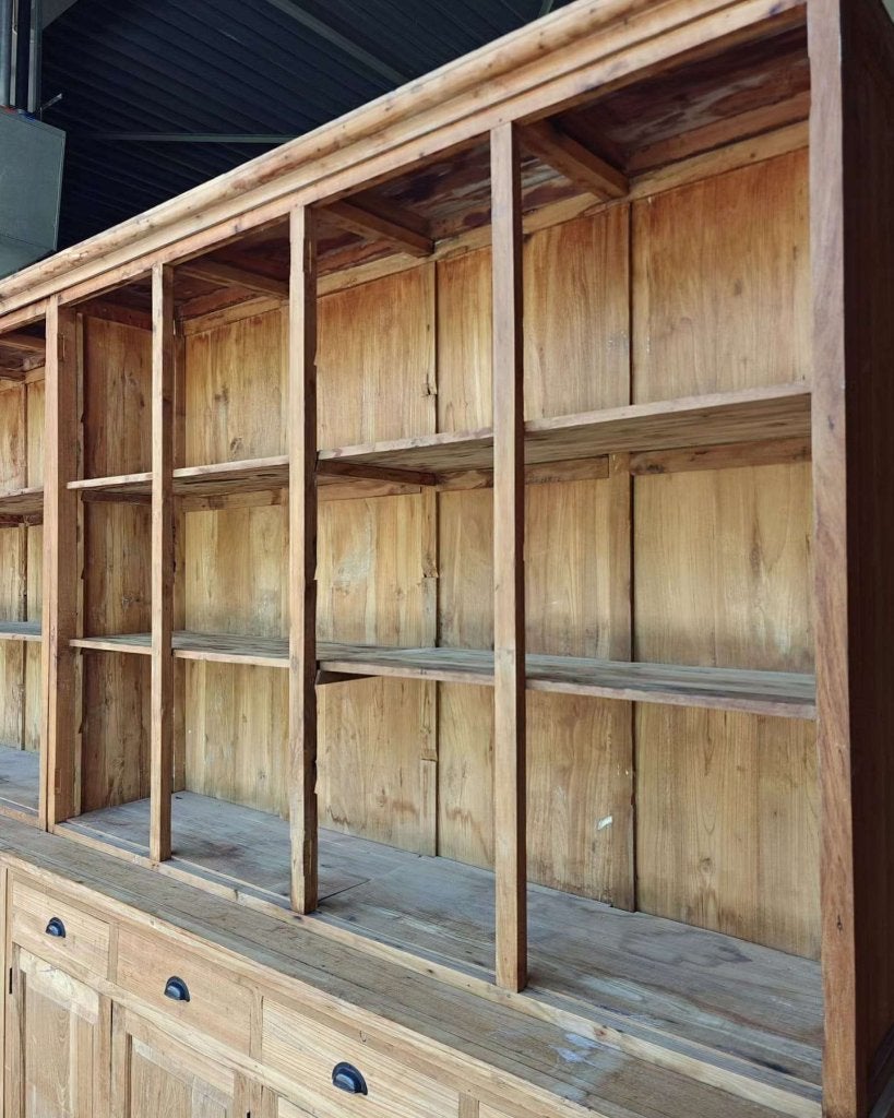 Giganitsche teakhouten winkelkast | Boekenkast 410cm! #3754, Huis en Inrichting, Niet ingevuld, Glas, Met deur(en), 200 cm of meer