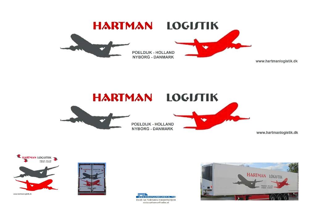 Vrachtauto decal 1:50 Hartman Logistik Denemarken, Hobby en Vrije tijd, Modelauto's | 1:50, Verzenden, Nieuw, Bus of Vrachtwagen