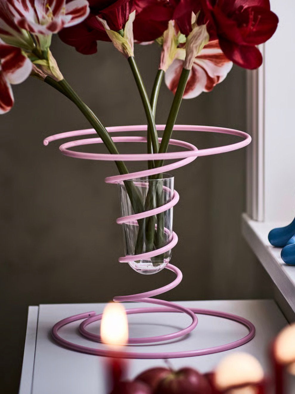 Ikea Vinterfint vaas, roze spiraal - nieuw in doos, Ophalen, Zo goed als nieuw, Roze