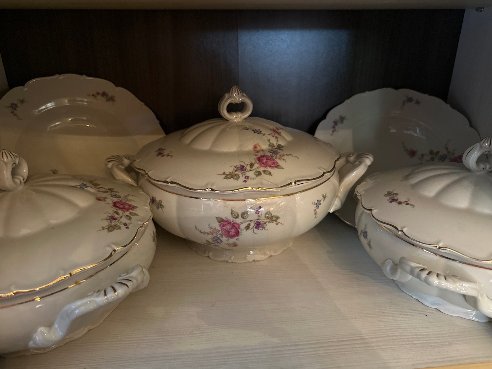 Vintage Soepterrines en Borden - Rozenmotief, Antiek en Kunst, Ophalen of Verzenden