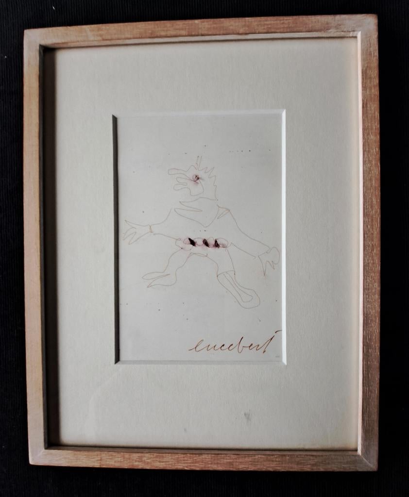 Lucebert Rode Inkttekening met aquarel opgehoogd gesigneerd, Antiek en Kunst, Kunst | Schilderijen | Modern, Ophalen of Verzenden