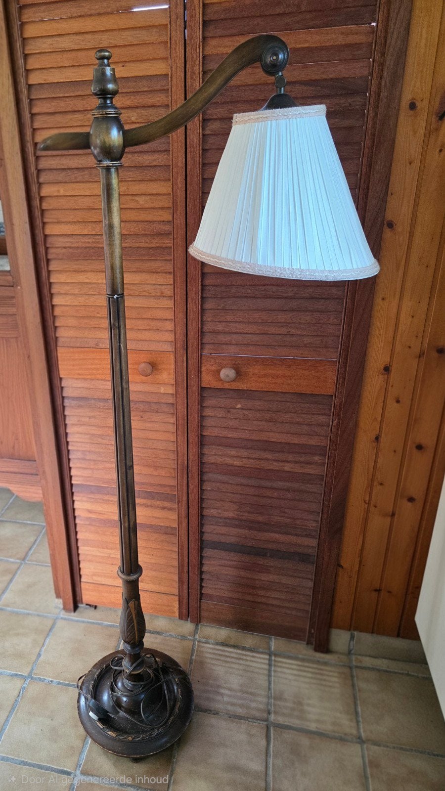 20/30 er jaren houten staande leeslamp vloerlamp, Antiek en Kunst, Ophalen