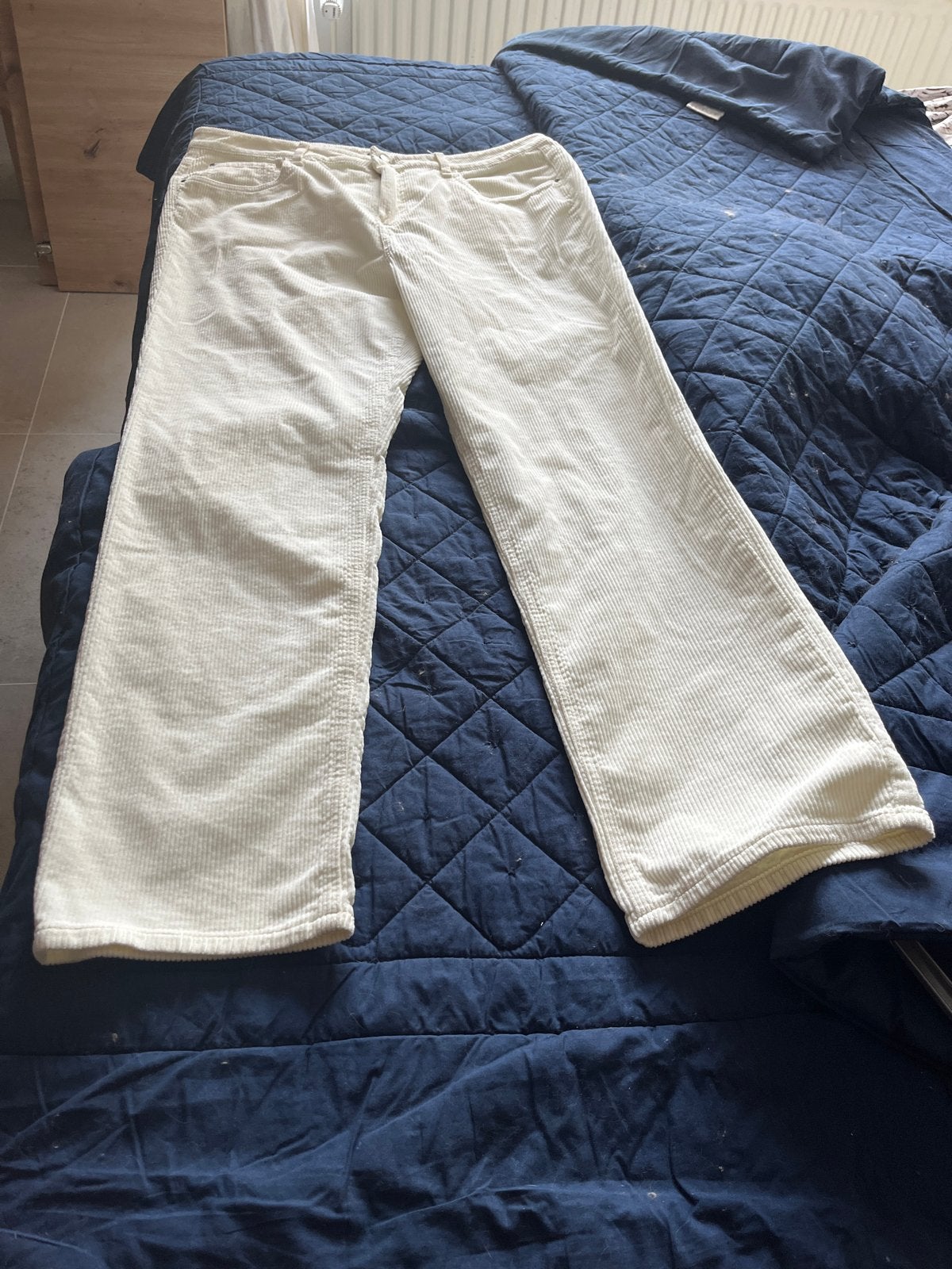 Witte ribbroek van C&A, maat 46, Kleding | Dames, Broeken en Pantalons, Wit, Maat 46/48 (XL) of groter, Ophalen of Verzenden, Zo goed als nieuw