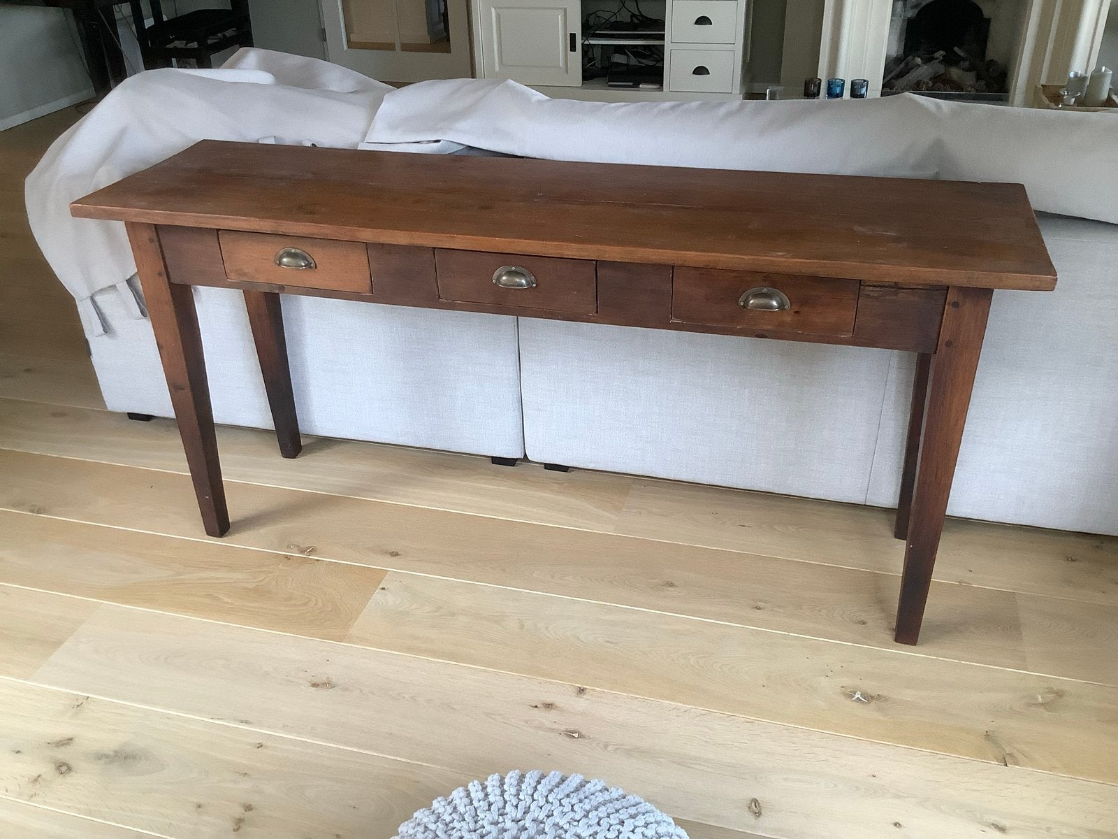 Antieke houten sidetable met lades. 170x45 cm. 80cm hoog, Antiek en Kunst, Ophalen
