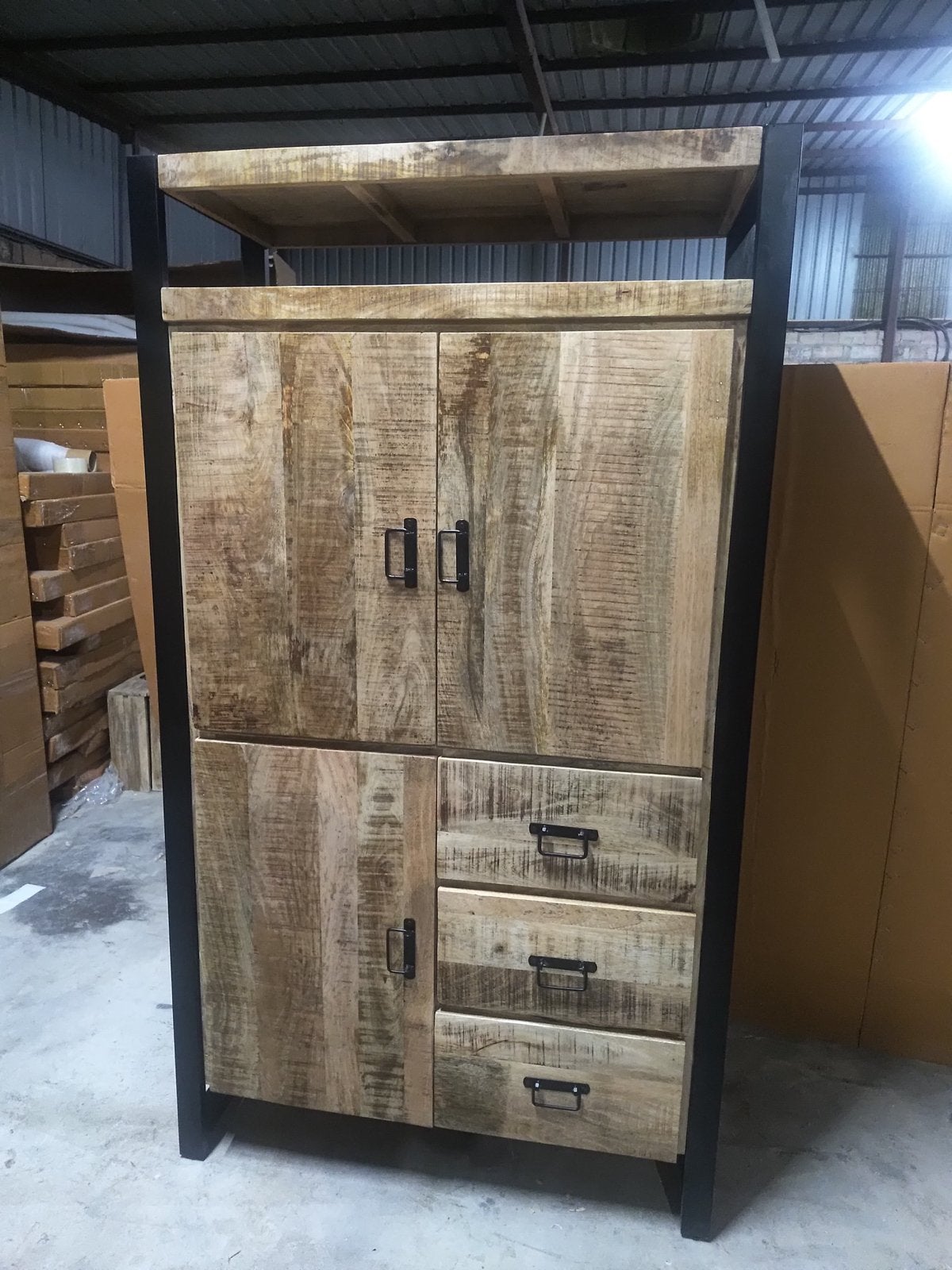 Boekenkast mangohout 180x100x45 – Nieuw in doos!, Ophalen, Nieuw