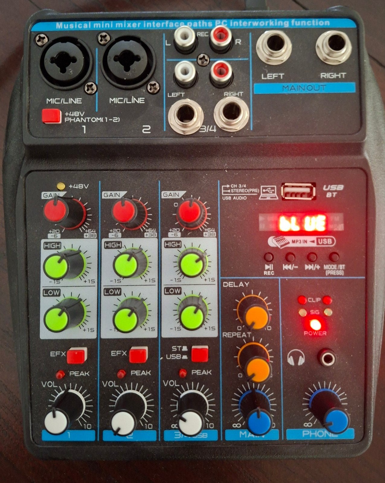 Compacte 4-Kanaals Mini Mixer / Audio Interface, Muziek en Instrumenten, Mengpanelen, Minder dan 5 kanalen, Ophalen of Verzenden