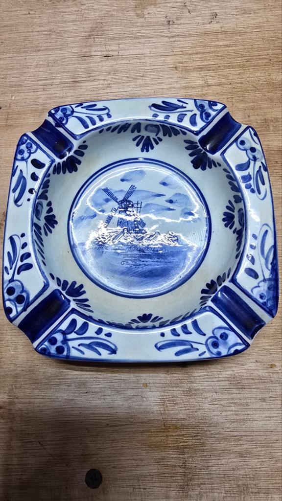 Delfts Blauw Asbak met Molen Decoratie, Ophalen of Verzenden