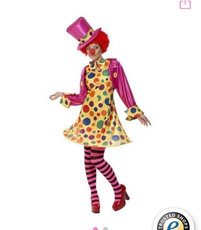 Clownsjurk met hoepel en accesoires, Kleding | Dames, Carnavalskleding en Feestkleding, Ophalen of Verzenden, Zo goed als nieuw