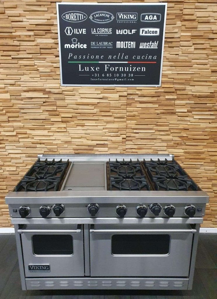 Viking Fornuis 120cm RVS 2 GASOVENS teppanyaki plaat 6 pits, Niet ingevuld, 60 cm of meer, Niet ingevuld, Ophalen of Verzenden